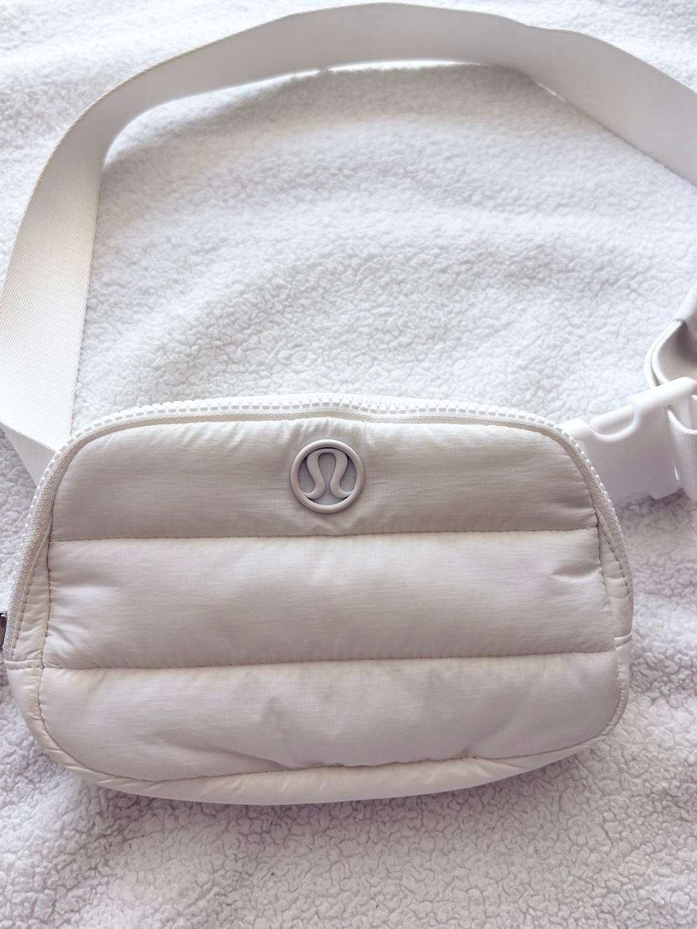 lululemon athletica Cream Quilted Puffer Crossbody Belt Bag